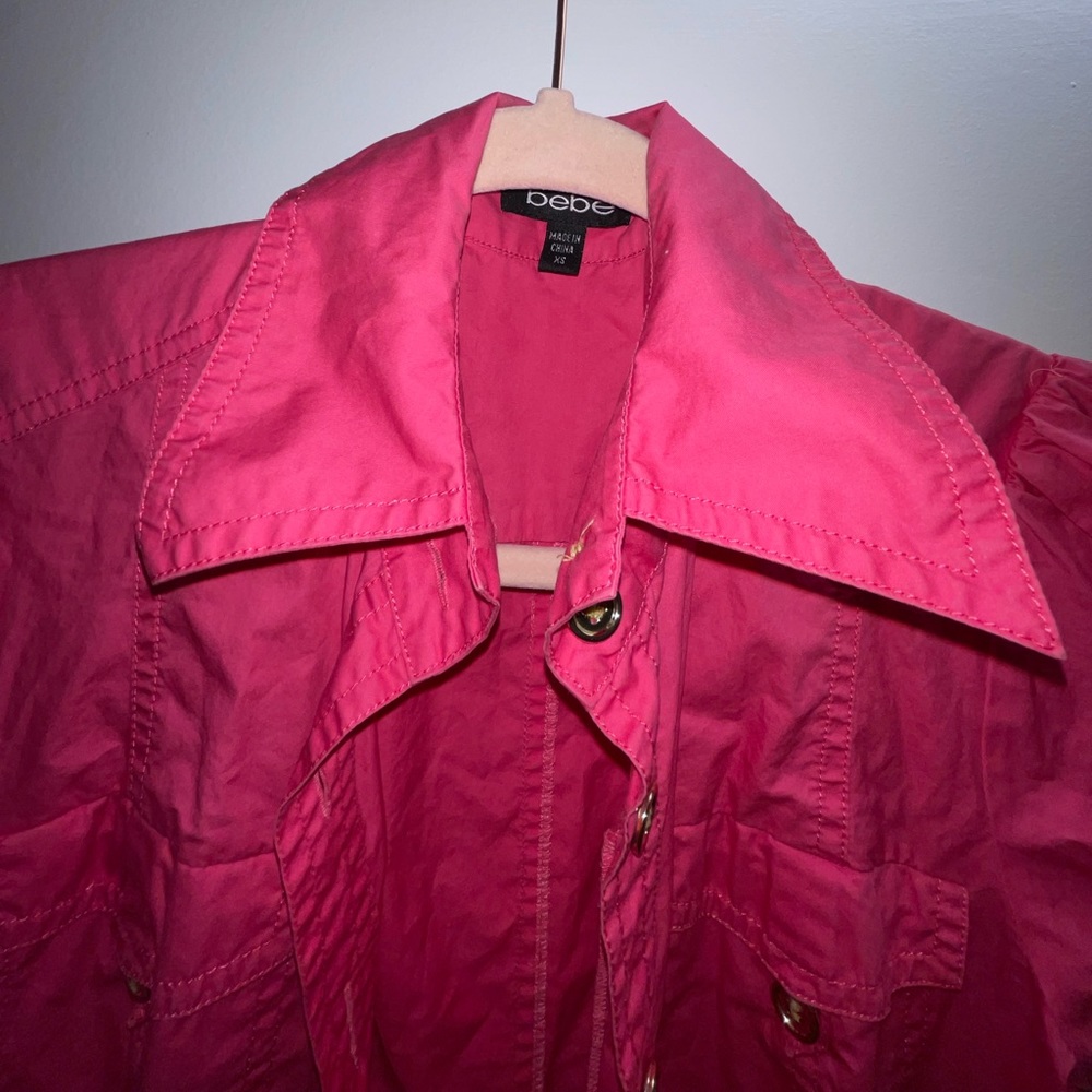 Hot pink BEBE button up with gold buttons.